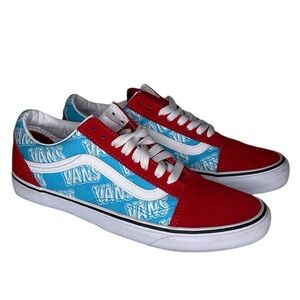 Vans Old Skool Retro Mart Red Suede w/ blue & white canvas Men’s 7/Women’s 8.5